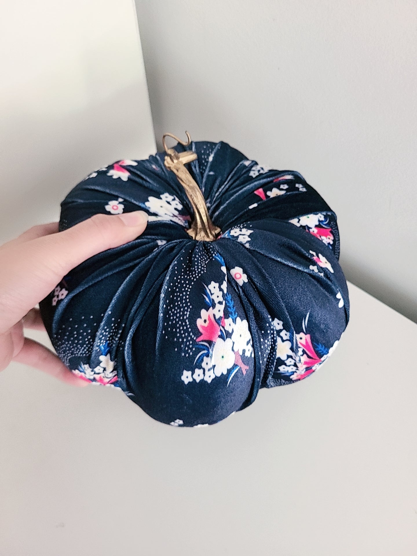 Hmong velvet pumpkin for decoration. Handmade pumpkin with foam inside.